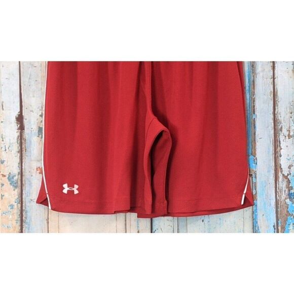 Under Armour Mens Size M Red Polyester Activewear Elastic Waist Athletic Shorts - Picture 3 of 7